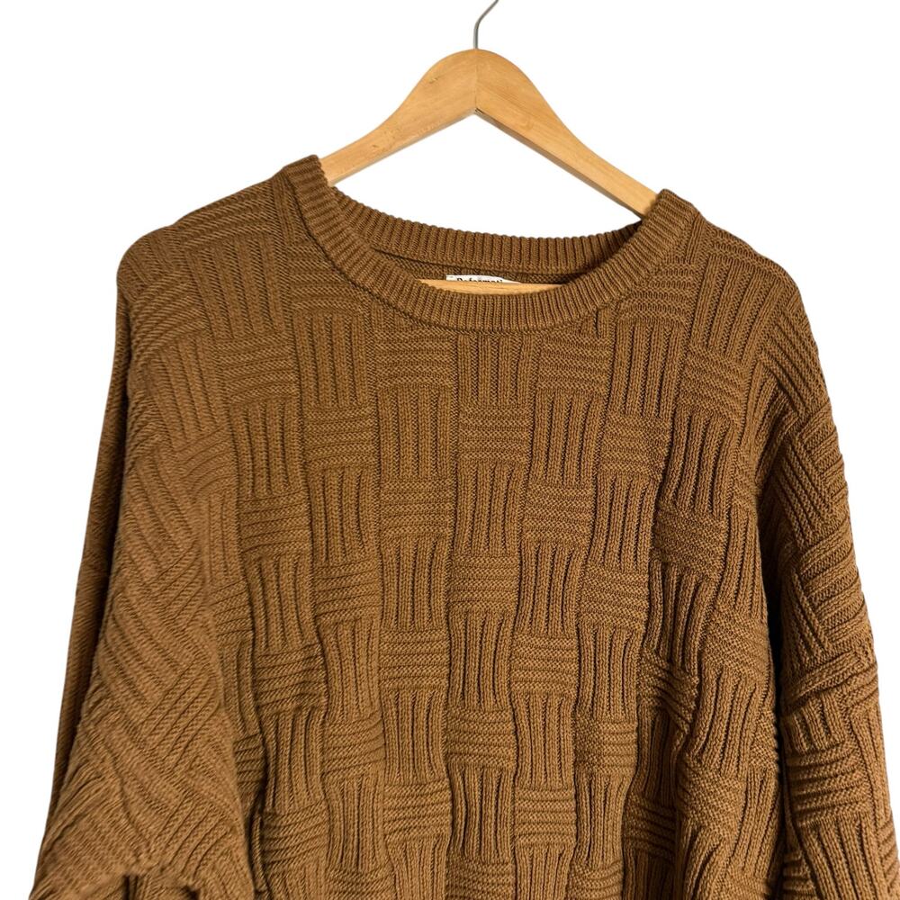 Reformation Winnie Brown Basketweave Organic Cotton Crewneck Sweater Size XL - Picture 6 of 10